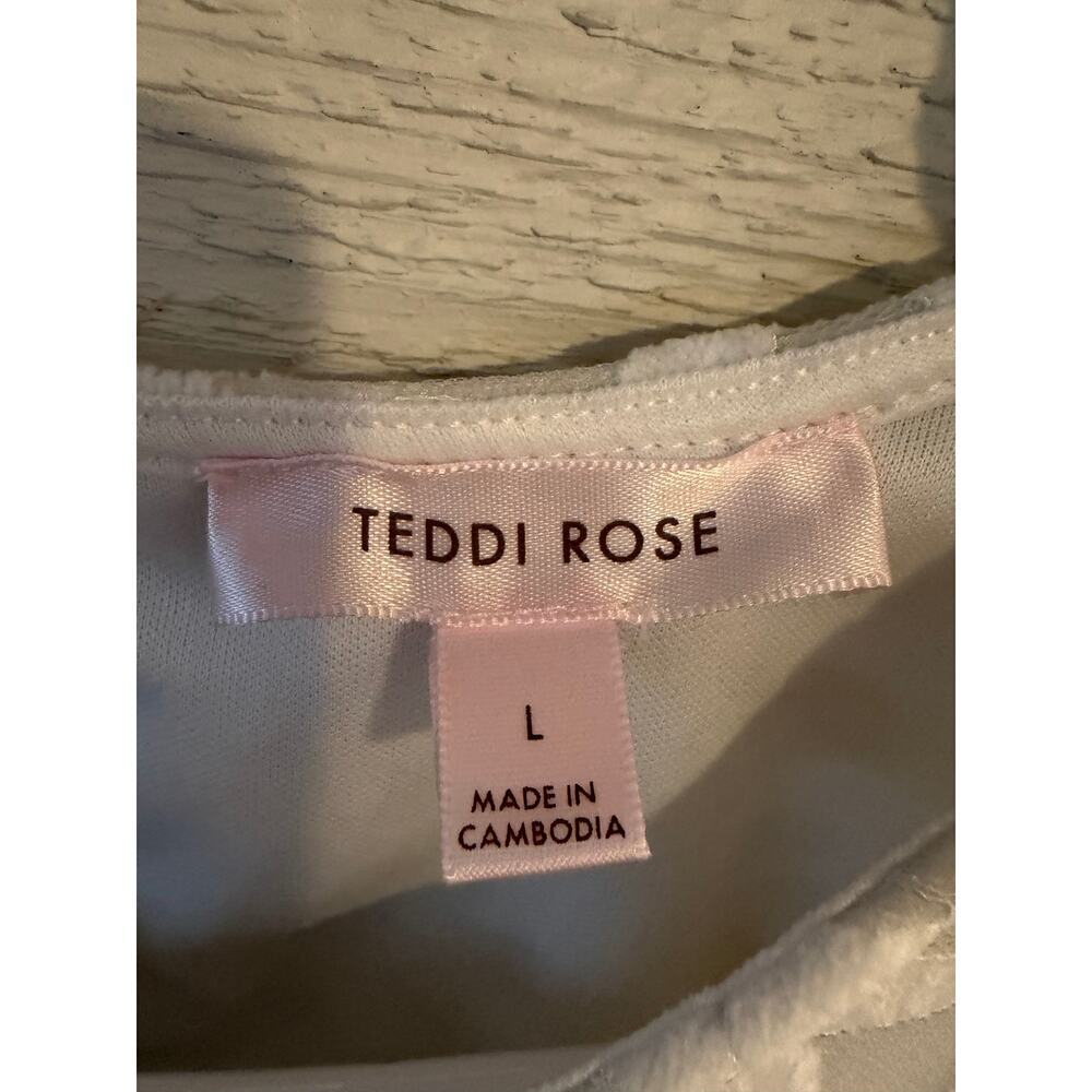 Teddi Rose White Lace Blouse Large Sheer Floral Top Feminine Romantic Summer - Picture 3 of 7